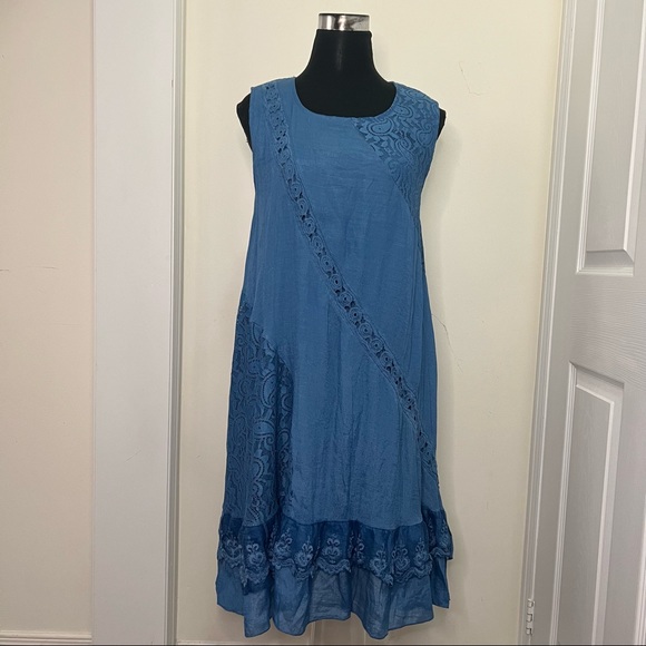 Periwinkle Boho Loose Relaxed Fit Boho Dress Size Large - Picture 6 of 16